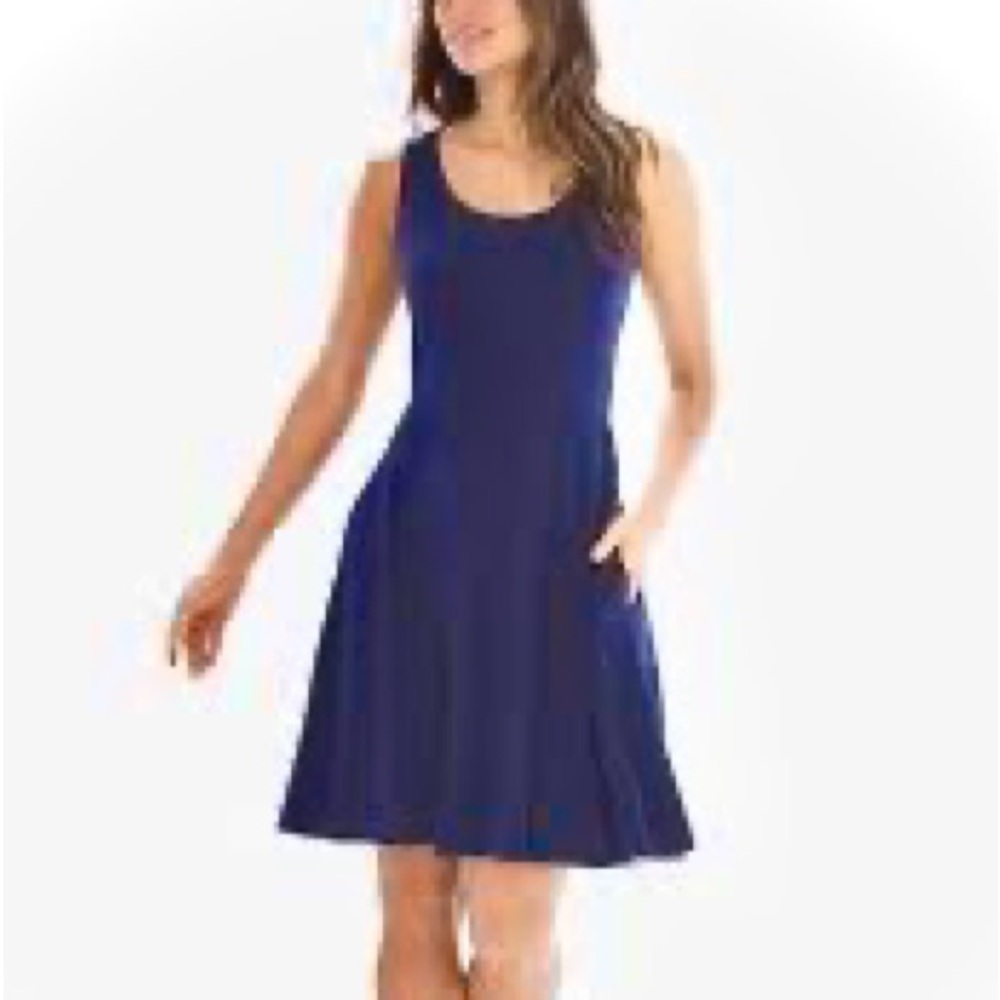 Soma Navy Blue Sleeveless Fit and Flare Dress WITH POCKETS!